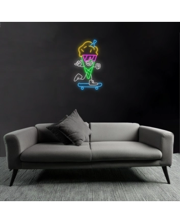 Skateboarding Ice Cream Neon Sign