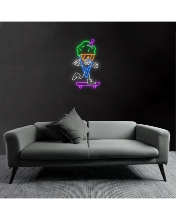 Skateboarding Ice Cream Neon Sign