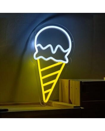 Ice Cream Scoop Cone Neon Sign