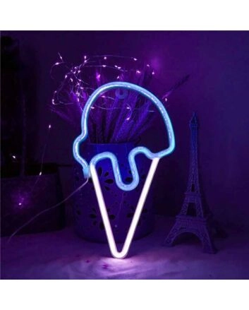 Joyful Ice Cream Scoop Cone Summer Neon Sign