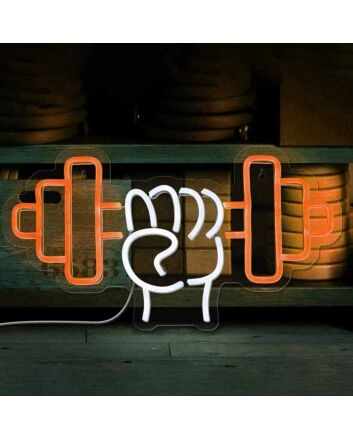 Gym Hand Holding Dumbbell Style 1 Neon Sign