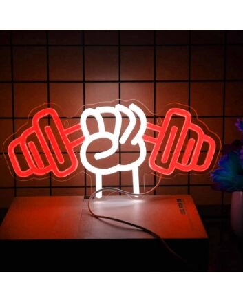 Gym Hand Holding Dumbbell Style 2 Neon Sign