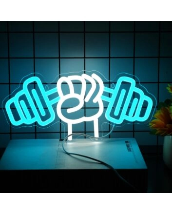 Gym Hand Holding Dumbbell Style 2 Neon Sign