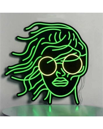 Female Headshot With Sunglasses Neon Black Backsplash
