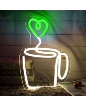 Heart Aroma Coffee Cup Neon Sign