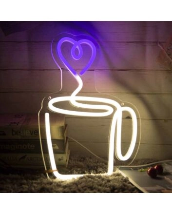 Heart Aroma Coffee Cup Neon Sign