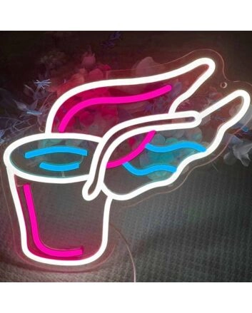 Winged Coffee Cup Neon Sign