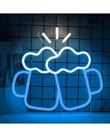 Cheers with Beer Glasses Bar Neon Sign