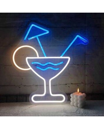 Simple Cocktail Glass Bar Neon Sign