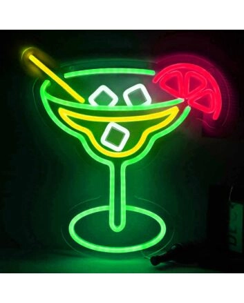 Lemon Cocktail Glass Bar Neon Sign