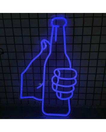 Celebratory Toast with Bottles Bar Neon Sign
