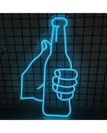 Celebratory Toast with Bottles Bar Neon Sign