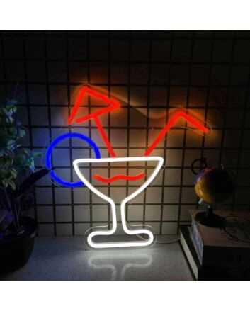 Elegant Cocktail Glass Bar Neon Sign