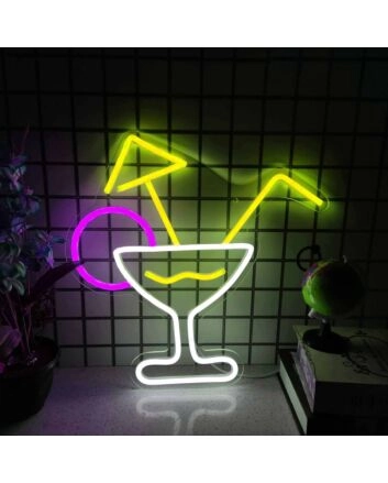 Elegant Cocktail Glass Bar Neon Sign