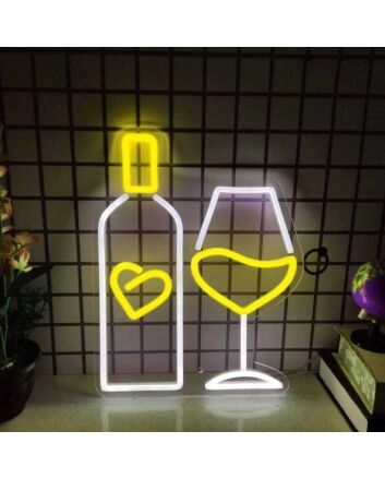 Vodka Bottle and Glass Combo Bar Neon Sign