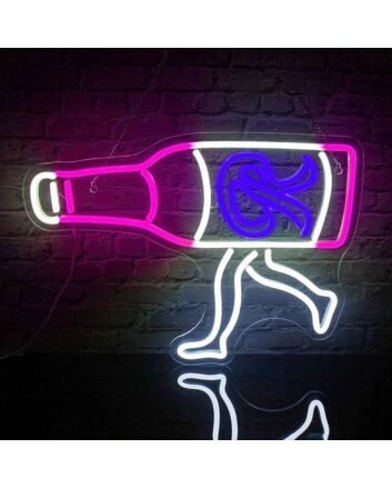 Running Beer Bottle Neon Sign