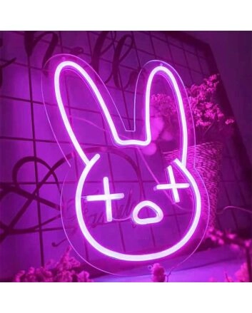 Confused Bunny Animal Neon Sign