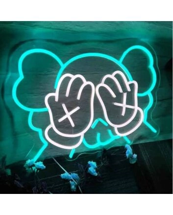 Bear Covering Eyes Neon Sign