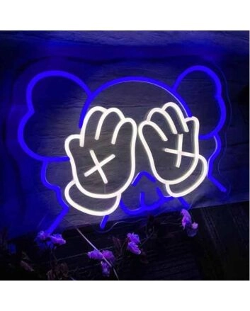 Bear Covering Eyes Neon Sign