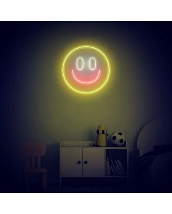 Smiling Face Neon Sign for Happy and Positive Spaces