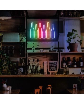 Wine Bottles Neon Sign for Bars and Wine Cellars