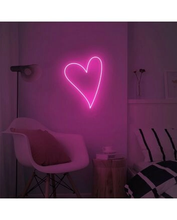 Pink Love Heart Neon Sign for Romantic and Loving Spaces