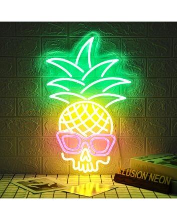 Tropical Pineapple Skull Neon Sign for Unique and Edgy Decor