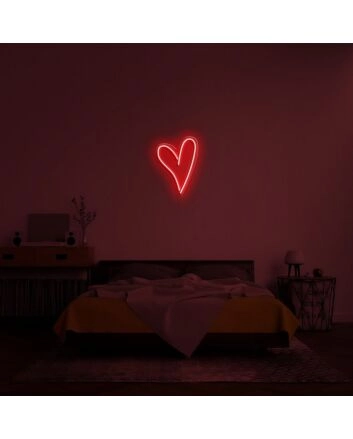 Script Heart Neon Sign for Romantic and Loving Spaces