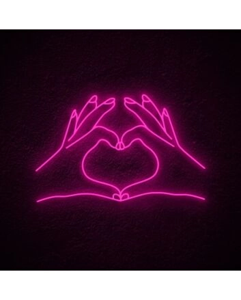 Heart Hand Neon Sign for Loving and Positive Spaces