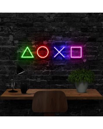Playstation Controls Multicolour Neon Sign for Gamers and Entertainment Spaces