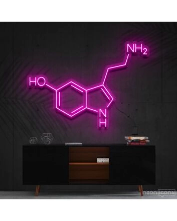 Serotonin Molecule Neon Sign for Science and Chemistry Lovers
