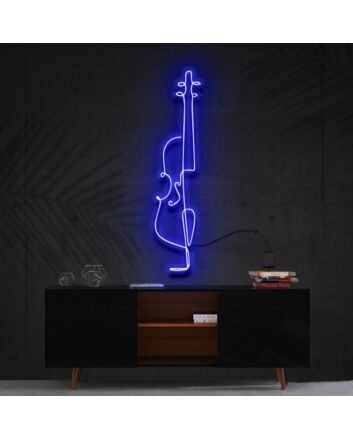 Cello Line Art Neon Sign for Music Lovers and Artistic Decor