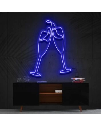 Champagne Cheers Neon Sign for Celebrations and Parties