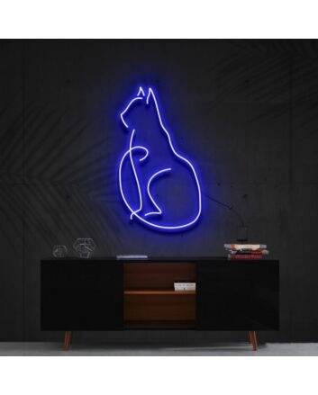 Curious Cat Neon Sign for Cat Lovers and Pet Spaces