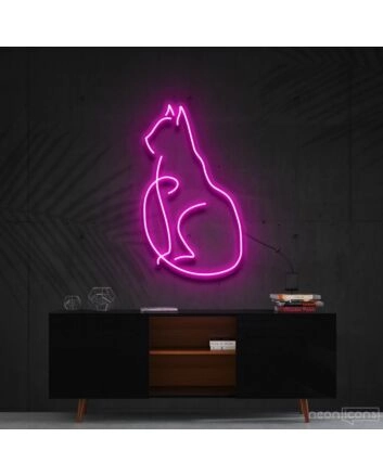 Curious Cat Neon Sign for Cat Lovers and Pet Spaces