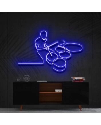 Drummer Line Art Neon Sign for Music Lovers and Artistic Decor