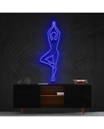 Yoga Tree Pose Neon Sign for Yoga and Relaxation Spaces