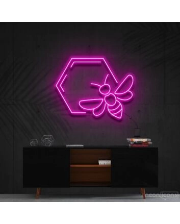 Honeycomb Bee Neon Sign for Nature and Whimsical Decor