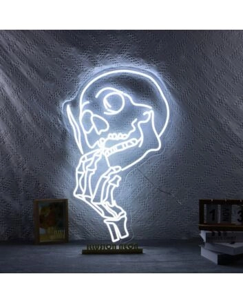 Smoking Skull Sign Skeleton Halloween Neon Sign for Festive and Unique Decor