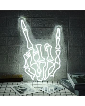 Skeleton Rock Hand Neon Sign for Edgy and Unique Decor