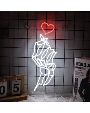 Skull Korean Finger Heart Neon Sign for Unique and Playful Decor