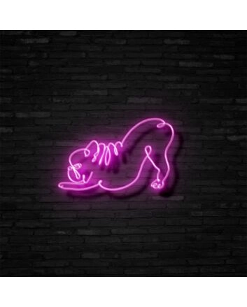 Downward Facing Frenchie Neon Sign for Yoga Studios and Pet Lovers