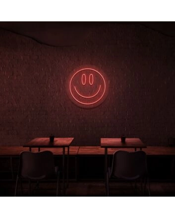 Smiley Neon Sign for Happy and Positive Spaces