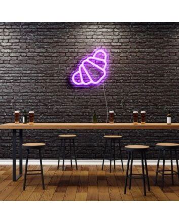 Croissant Neon Sign for Bakeries and Dining Areas