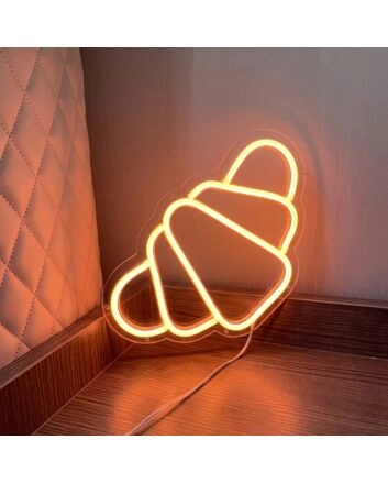 Croissant Neon Sign for Bakeries and Dining Areas