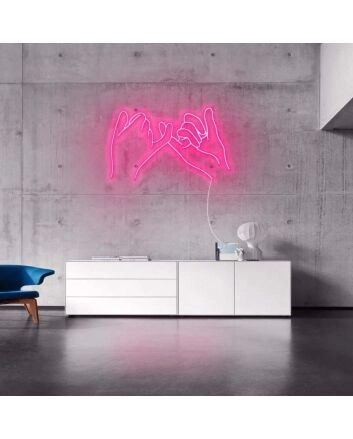 Pinky Finger Promise Neon Sign for Friendship and Positive Spaces
