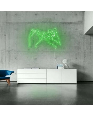 Pinky Finger Promise Neon Sign for Friendship and Positive Spaces