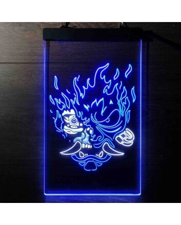 Cyberpunk Samurai Dual LED Neon Sign for Gaming and Sci-Fi Fans