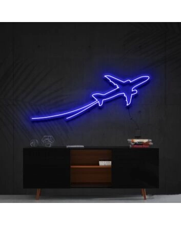 Airplane Take Off Neon Sign for Travel and Adventure Themes