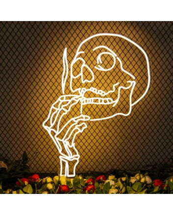 Smoking Skull Sign Neon Sign for Halloween and Edgy Themes